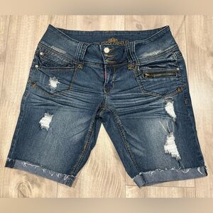 Almost Famous Blue Distressed Denim Jeans Shorts Y2K Size 11